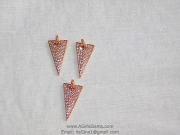 CZ Triangle Pave Bead Pendant Triangle Link Connector Pendant - A Girls Gems